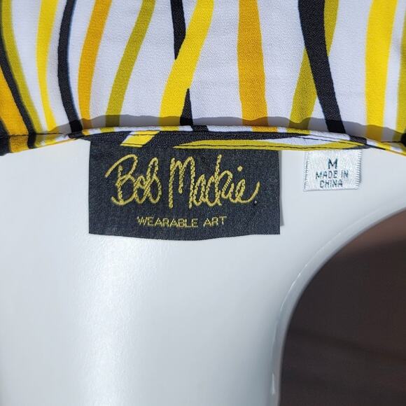 VINTAGE Bob Mackie Wearable Art squiggly lines cold shoulder tunic size M - Picture 5 of 7